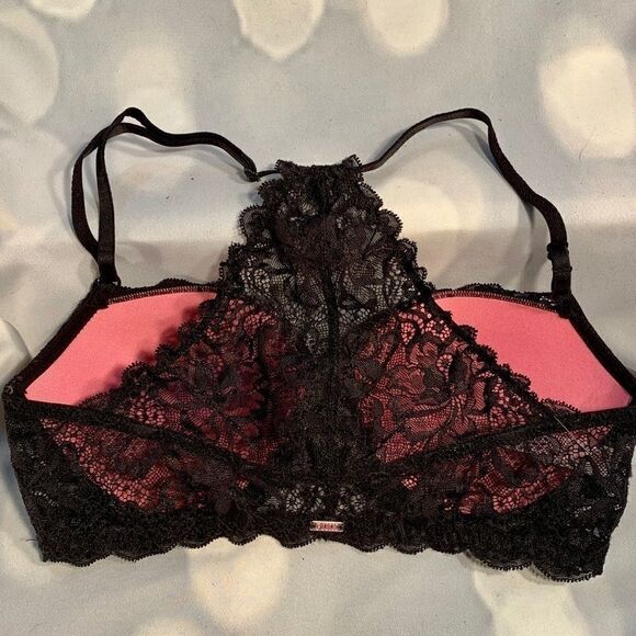BLACK LACE DATE RACERBACK FRONT CLOSURE 32 D - Picture 3 of 5